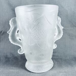 1930s Vintage Barolac Josef Inwald Sea Life Vase- Seahorse Handles & Fish Design